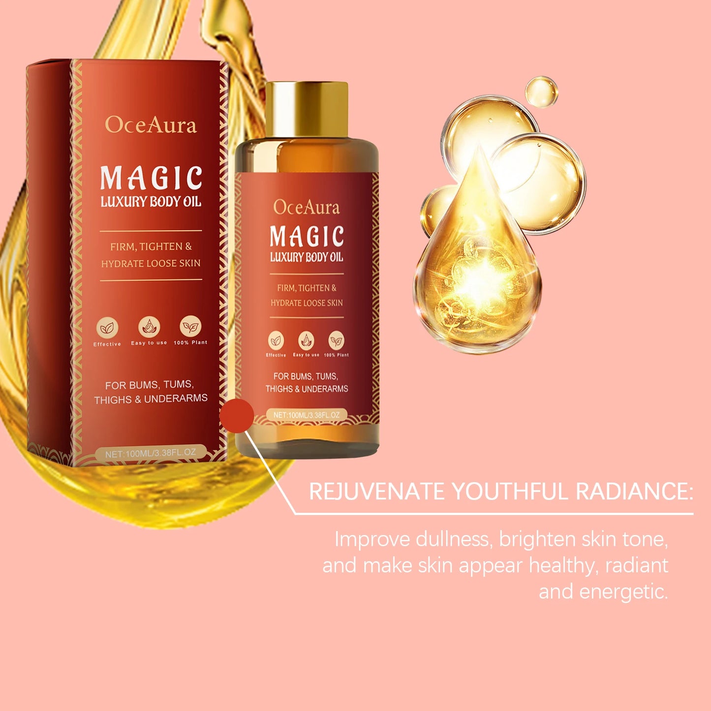 OCEAURA 3.38 OZ Magic Luxury Body Oil Deep Moisturizing Deeply Moisturizes Dry Skin Winter and Autumn Body Nourishing Oil