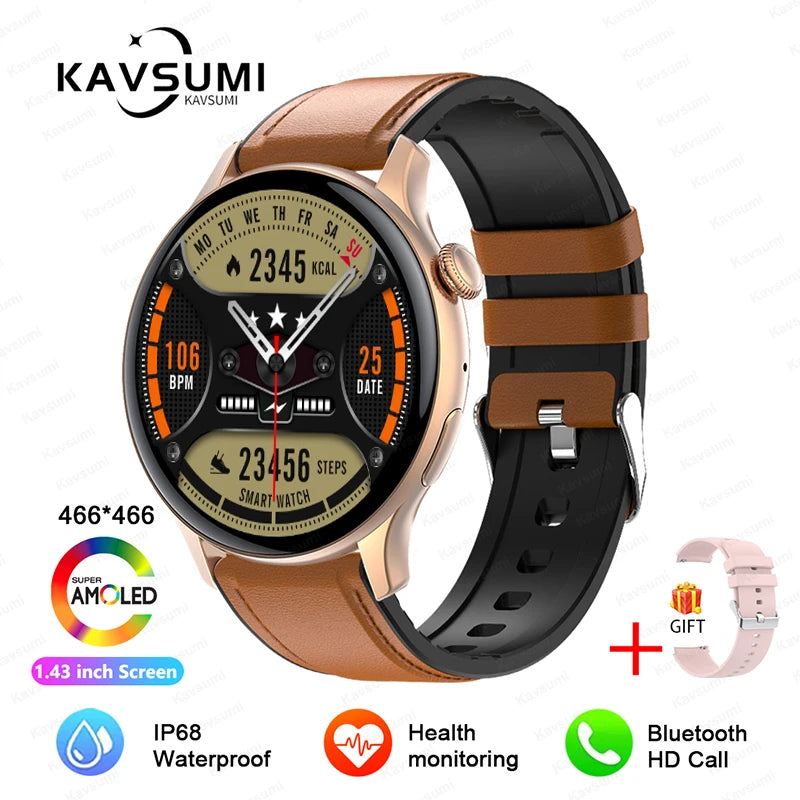 2024 GPS Smart Watch Women 1.43 Inch AMOLED 466*466 HD Screen Sport Heart Rate NFC Custom Dial Bluetooth Call Smartwatch Ladies
