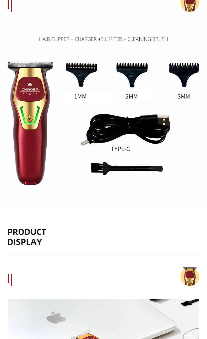 Professional Hair Clipper for Barber Salon Men Shaver Electric Beard Trimmer T Blade 0 MM Cordless Hair Cutter Haircut Machine