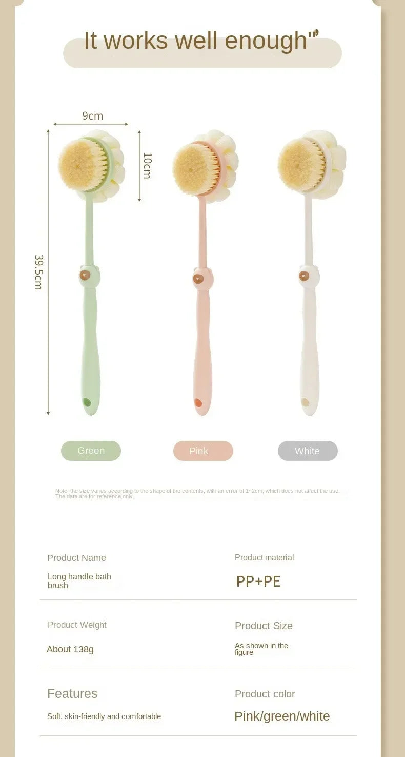 Bath Brush Back Body Bath Shower Sponge Scrubber Brushes With Handle Exfoliating Scrub Skin Massager Exfoliation Bathroom Brush