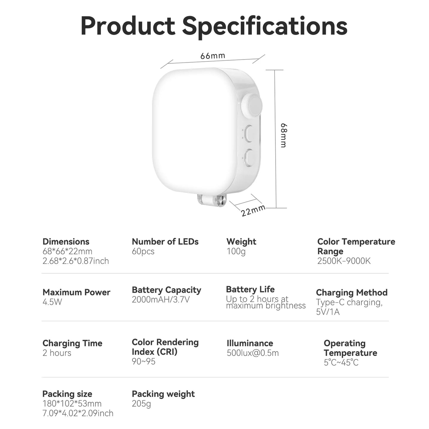 TELESIN Selfie Light Photography Lamp For IPhone IPad Mobile Phone Laptop Photo Clip Colorful Magnetic Fill Light 60 LED