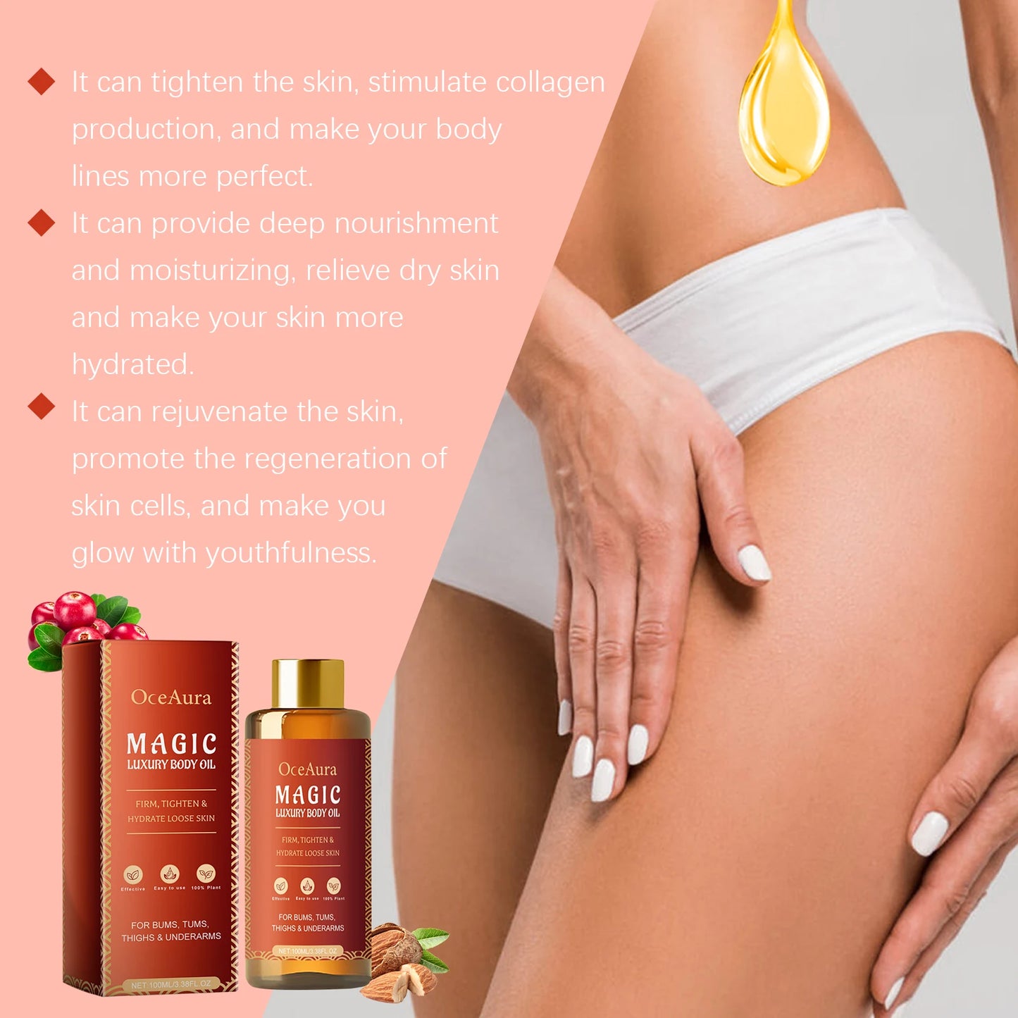 OCEAURA 3.38 OZ Magic Luxury Body Oil Deep Moisturizing Deeply Moisturizes Dry Skin Winter and Autumn Body Nourishing Oil