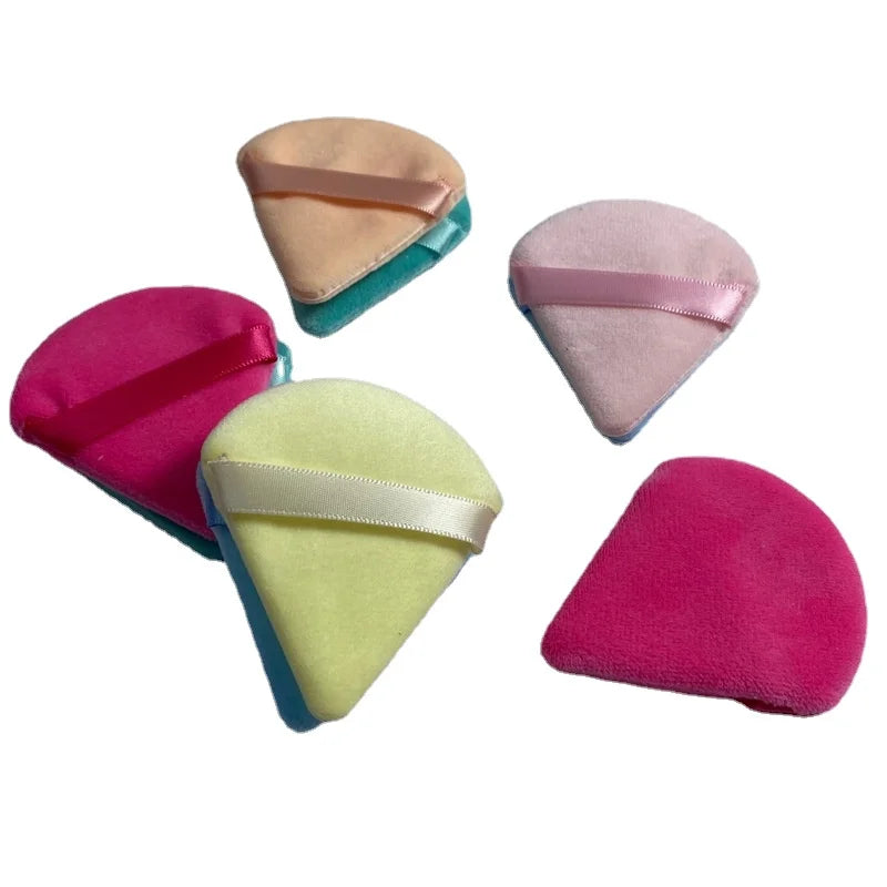 1pc Velvet Triangle Shaped Powder Puff Wet Dry Used Washable Soft Makeup Sponge Tool For Foundation Powder Blusher Wholesale