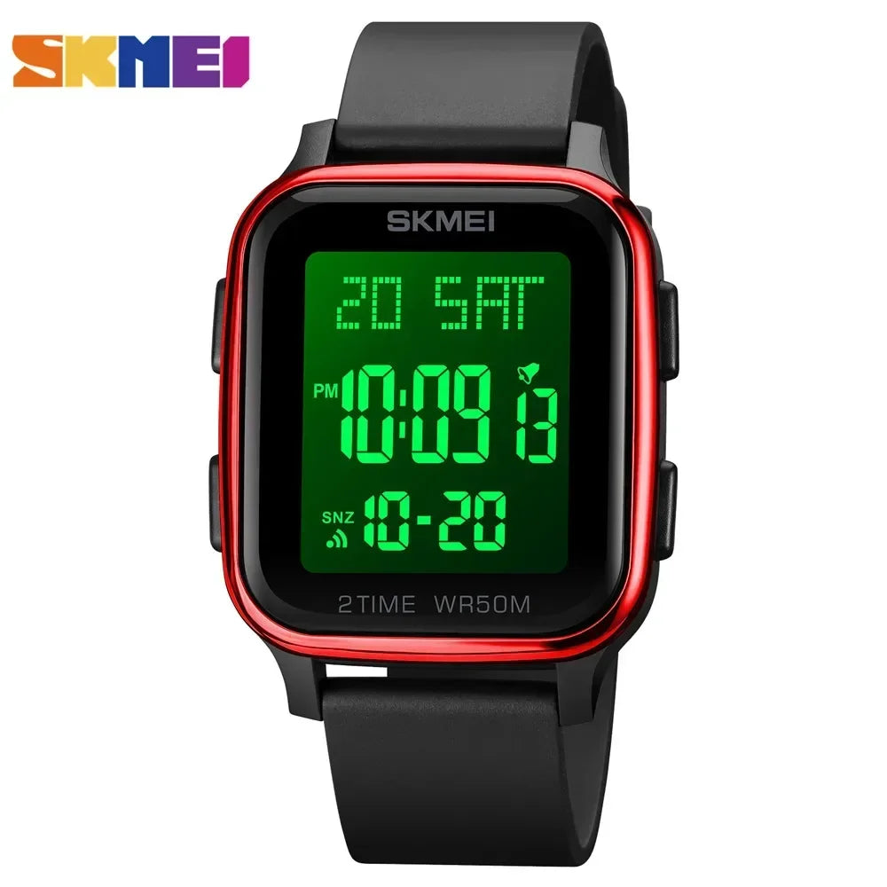 SKMEI 1858 Clock reloj hombre Fashion LED Light Digital Watch Mens 5Bar Waterproof Calendar Countdown Electronic Wristwatche