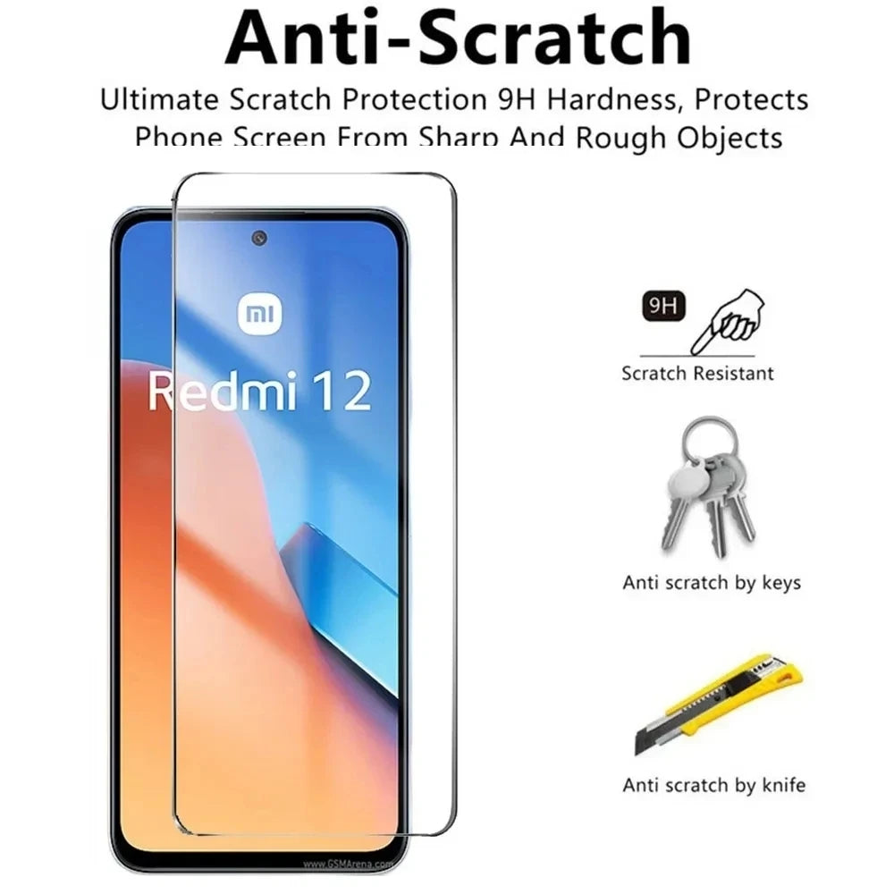 2PCS Tempered Glass for Xiaomi Redmi 12 / Redmi12 5G 9H HD Full Clear Screen Protector