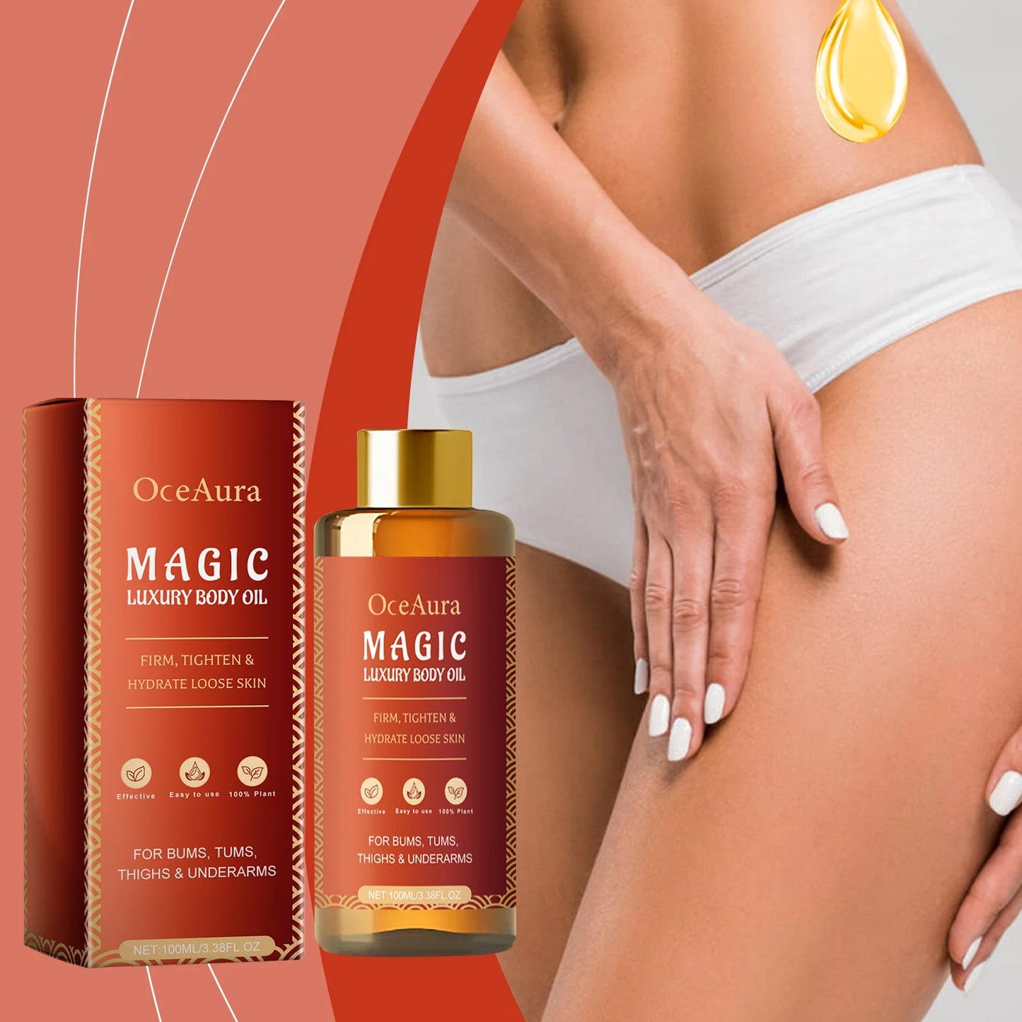 OCEAURA 3.38 OZ Magic Luxury Body Oil Deep Moisturizing Deeply Moisturizes Dry Skin Winter and Autumn Body Nourishing Oil