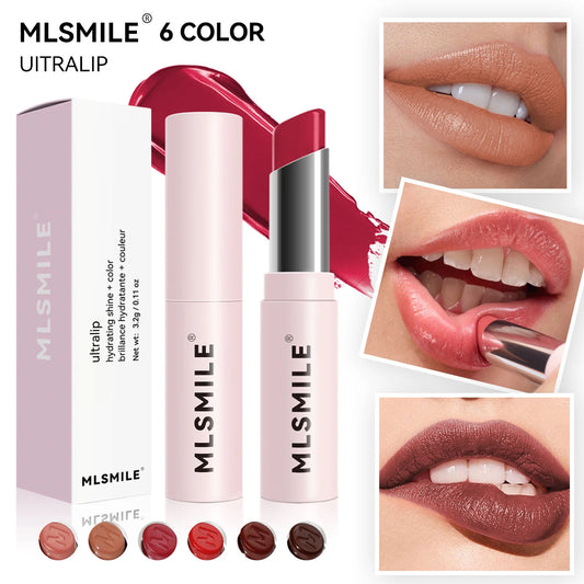 MLSMILE 6 Color Tube Lipstick natural long-lasting moisturizing moisturizing smooth gloss white and easy color lipstick