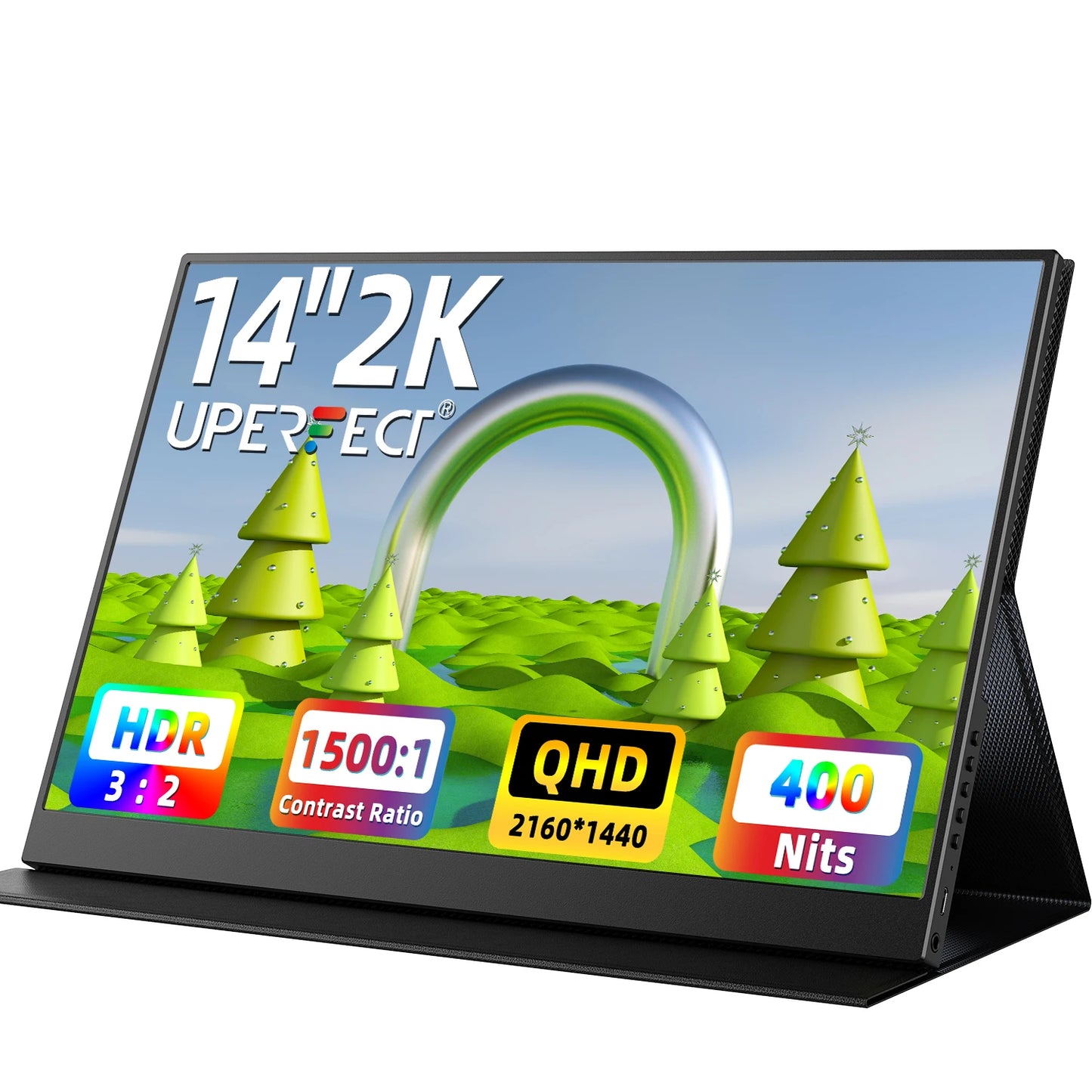 UPERFECT 14" 2K Portable Monitor Ultra Slim Laptop Second Gaming Screen 2160 * 1440 QHD PC External Display With Dual Speakers