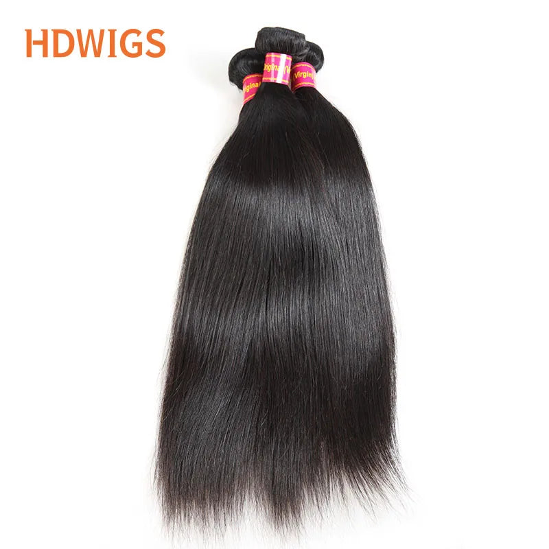 HDWIGS Human Hair Bundles for Women Straight Raw Virgin Human Hair Weave Double Drawn One Donor Hair Weft Natural Color Hair