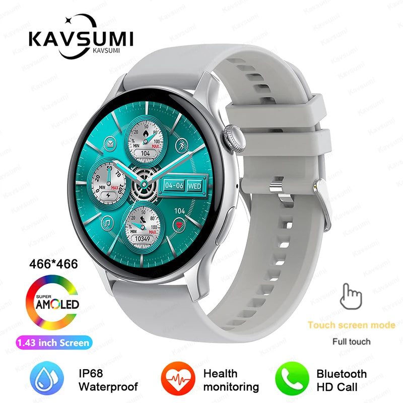2024 GPS Smart Watch Women 1.43 Inch AMOLED 466*466 HD Screen Sport Heart Rate NFC Custom Dial Bluetooth Call Smartwatch Ladies