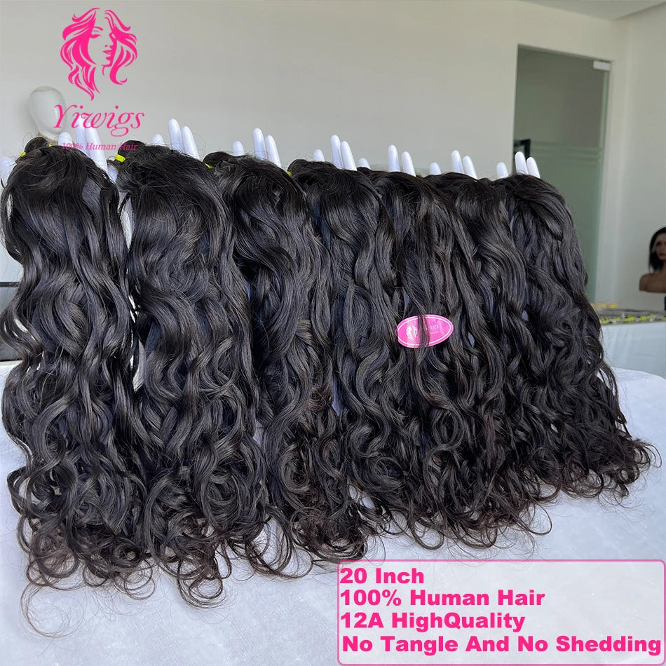 Yiwigs 12A Grade Vietnamese Water Wave 100% Raw Human Hair Bundles Natural Wave Curly Unprocessed Hair Weave Extensions thick