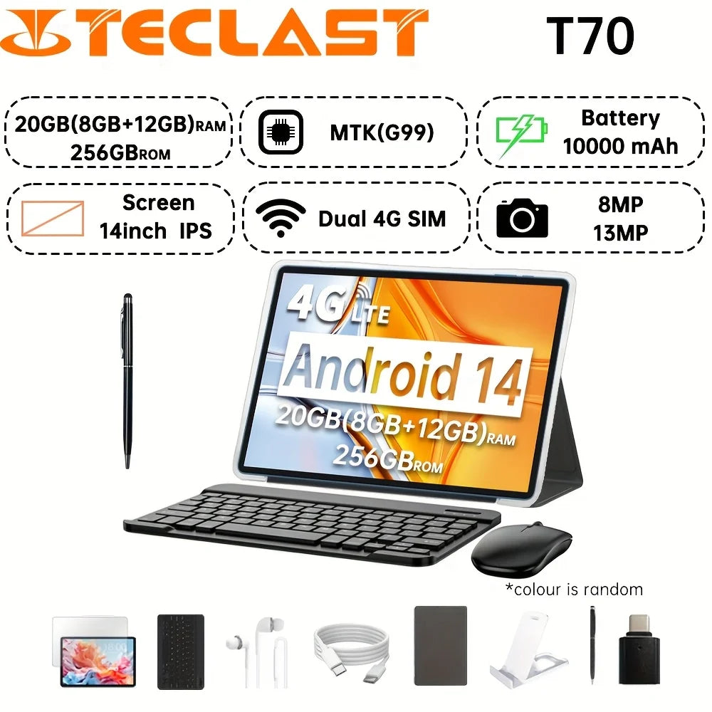 Teclast T70 Tablet(MTK G99 8-core 2.0GHz/8GBRAM/256GBROM/1920*1200iPS TDDI/WIFI5G/4G Dual SIM/10000mAh/Type-C/8MP+13MP/Android14