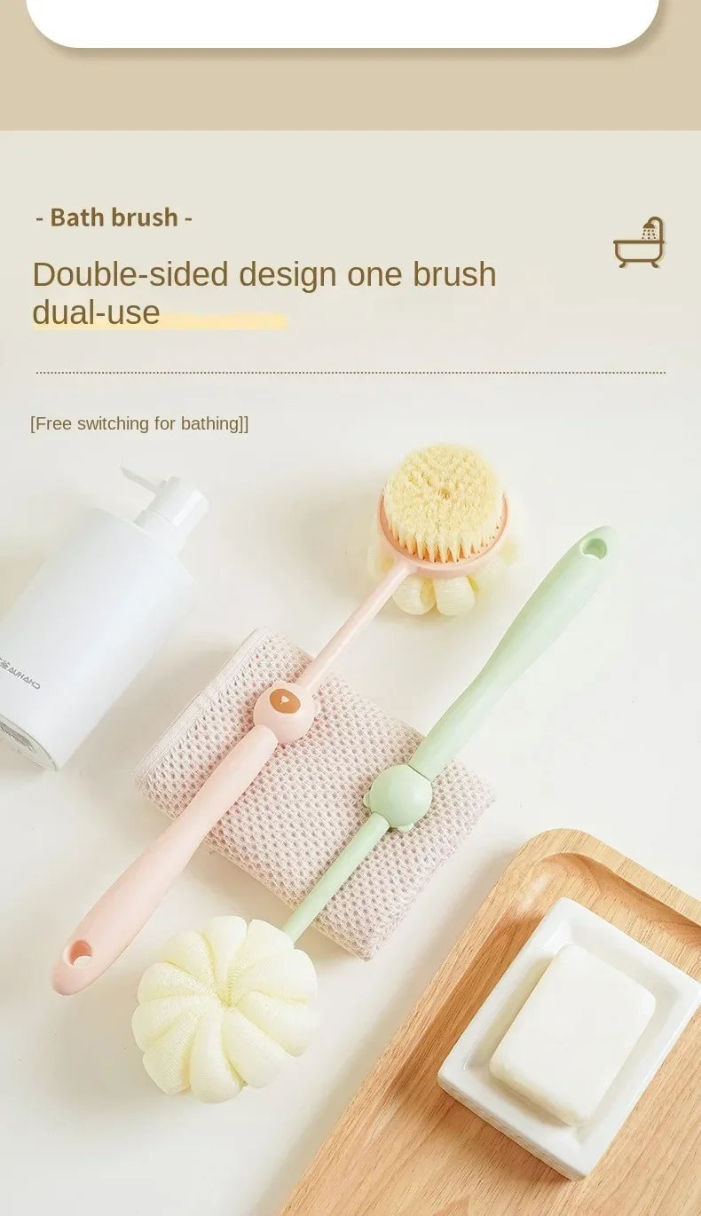 Bath Brush Back Body Bath Shower Sponge Scrubber Brushes With Handle Exfoliating Scrub Skin Massager Exfoliation Bathroom Brush