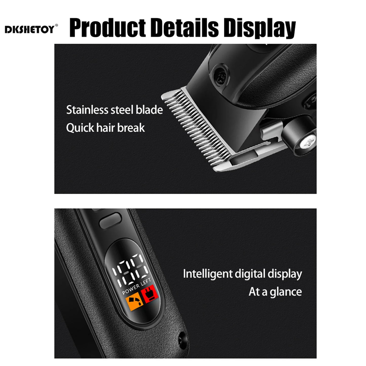 Professional Barber Clippers Digital Display Sharp Blade HYN-222 Electric Clipper for Haircut Beard Shaver Barbershop