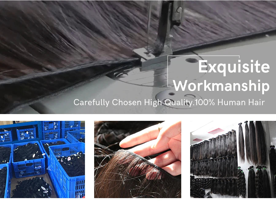 HDWIGS Human Hair Bundles for Women Straight Raw Virgin Human Hair Weave Double Drawn One Donor Hair Weft Natural Color Hair