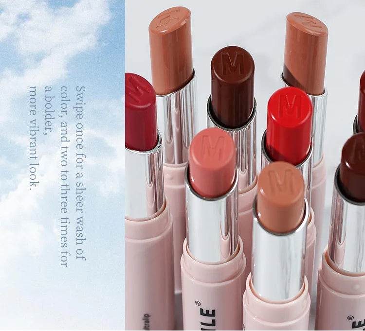 MLSMILE 6 Color Tube Lipstick natural long-lasting moisturizing moisturizing smooth gloss white and easy color lipstick