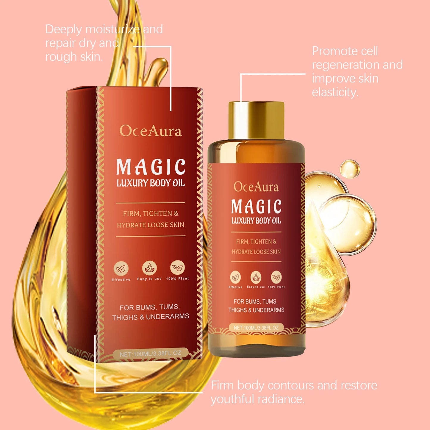 OCEAURA 3.38 OZ Magic Luxury Body Oil Deep Moisturizing Deeply Moisturizes Dry Skin Winter and Autumn Body Nourishing Oil
