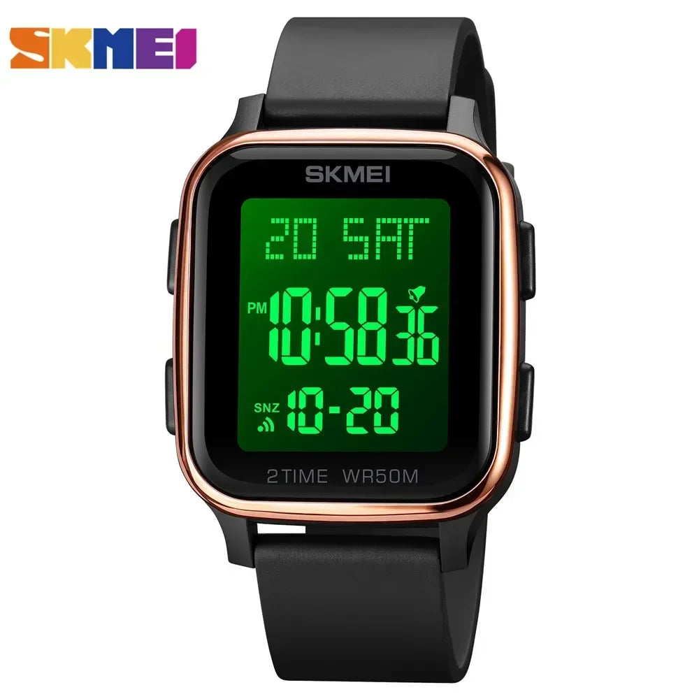 SKMEI 1858 Clock reloj hombre Fashion LED Light Digital Watch Mens 5Bar Waterproof Calendar Countdown Electronic Wristwatche