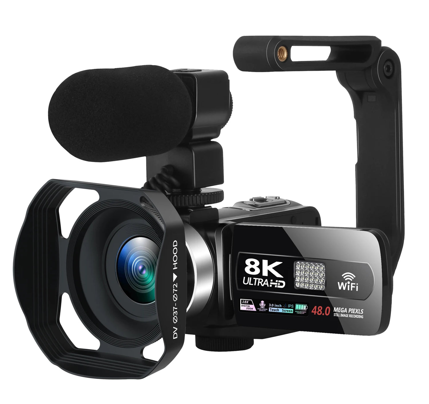 8K Professional Camcorder WIFI Digital Video Camera For Youtube Streaming Vlog Recorder 16X Time-Lapse Webcam Stabilizer Cam