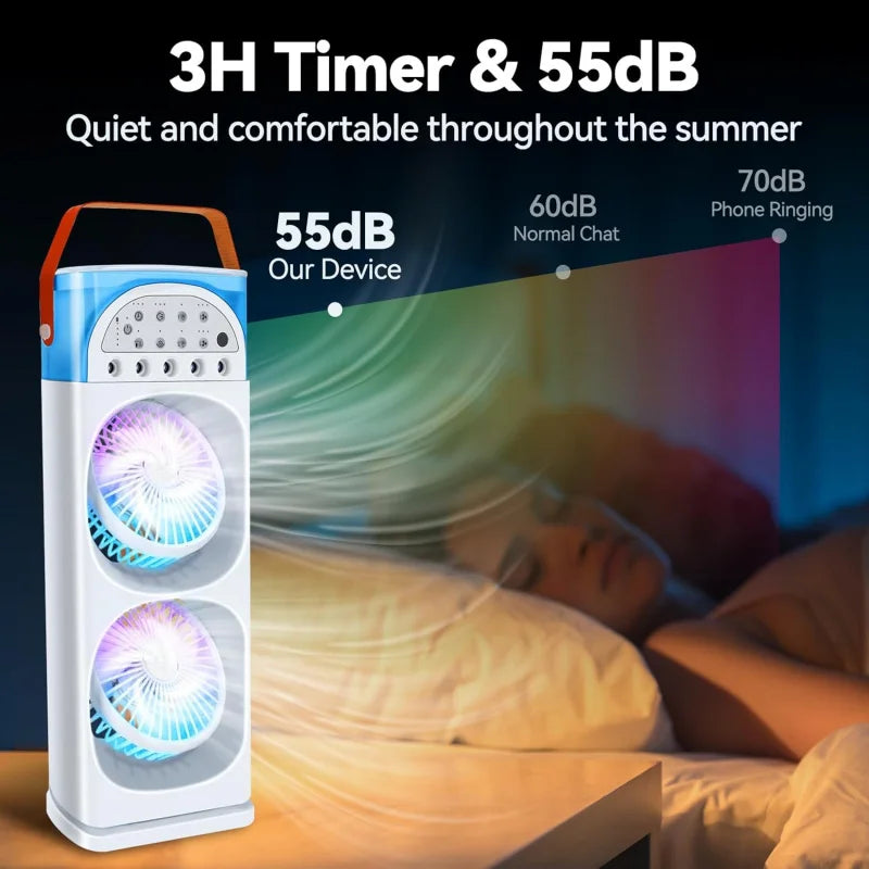 4-IN-1 Portable Air Conditioners,  Evaporative AC Air Cooler Humidifier with 3 Speeds 7 Colors Light，Personal Mini Conditioner