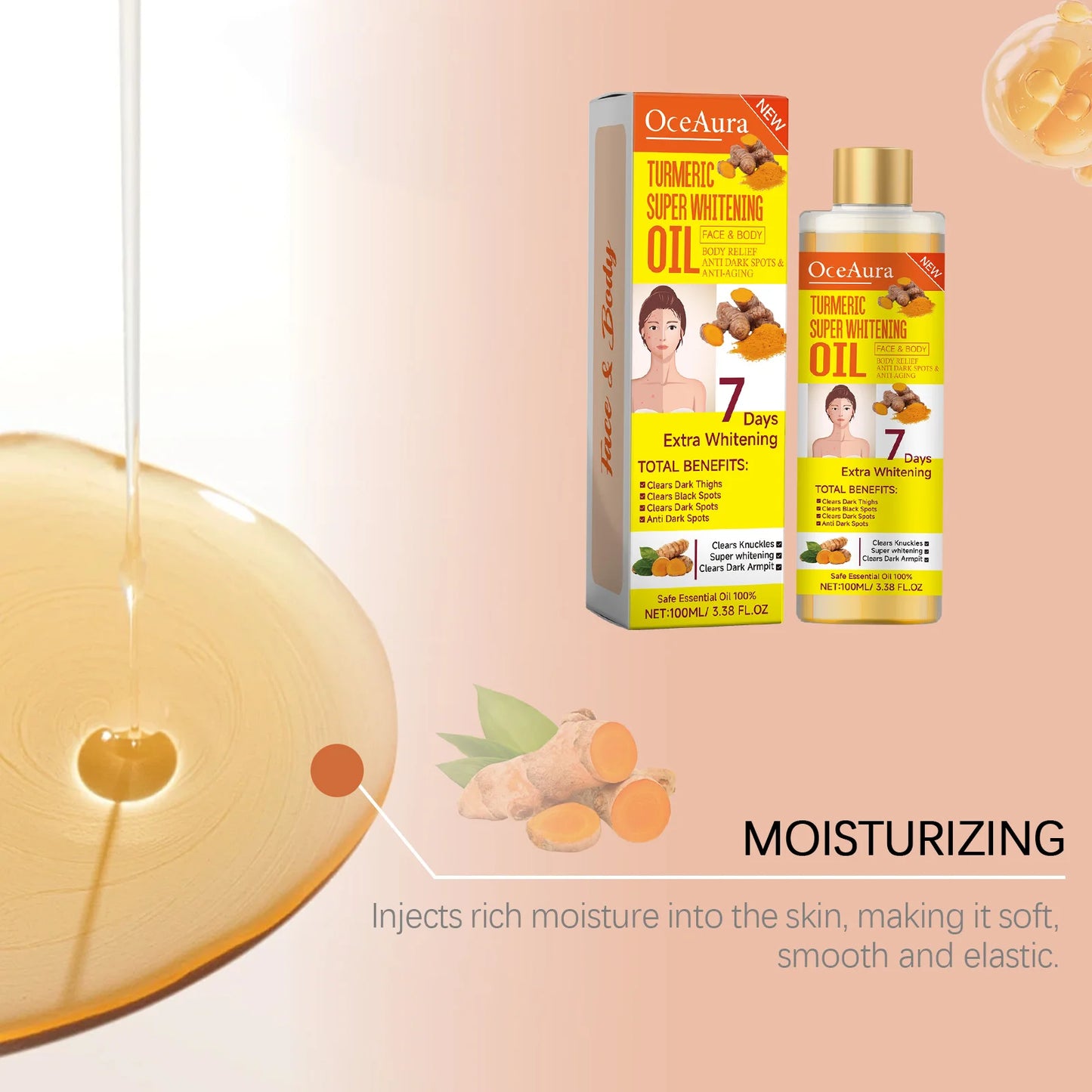 Body Whitening Oil 100ml Natural Organic Relaxing Muscle Hydrating SPA Aromatherapy Skin Brightening Smoothing Body Massage Oil