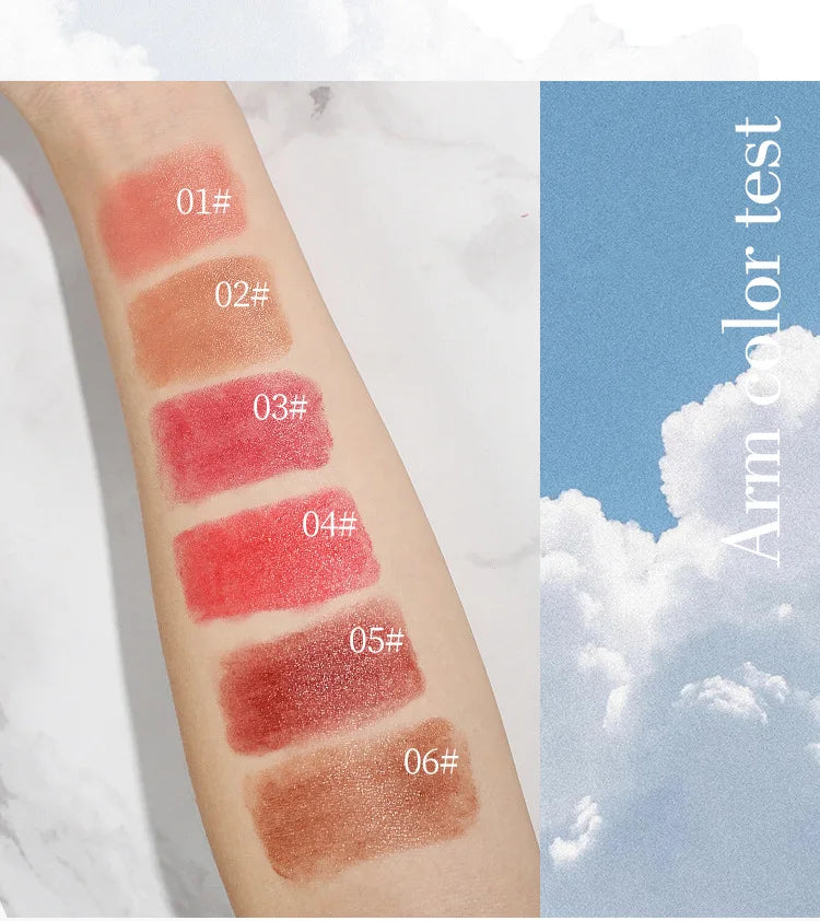 MLSMILE 6 Color Tube Lipstick natural long-lasting moisturizing moisturizing smooth gloss white and easy color lipstick