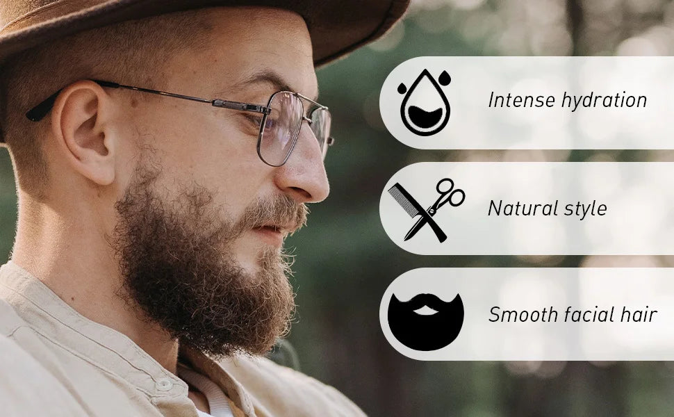 5pcs/set Beard Oil Balm for Men Beards Moisturizing Care Essential Oil for Promote Healthy Beards Growth Beard Styling Tool Kit