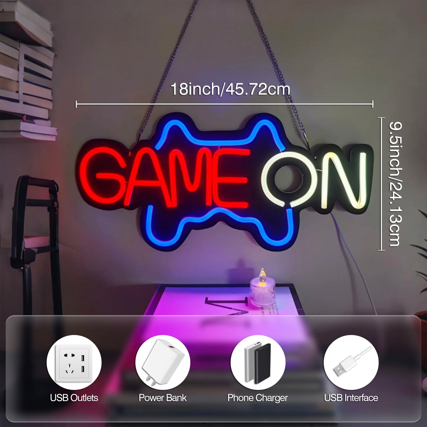1 game neon sign - player led sign for video/PC game room, walls, game area, bedroom, Man Cave decoration - game light gift