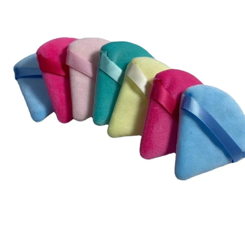 1pc Velvet Triangle Shaped Powder Puff Wet Dry Used Washable Soft Makeup Sponge Tool For Foundation Powder Blusher Wholesale