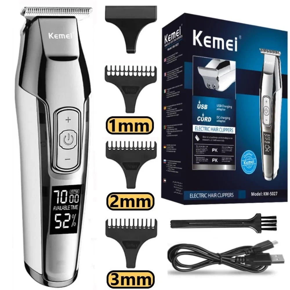 Professional Hair Clipper Beard Trimmer for Men Adjustable Speed LED Digital Carving Clippers Electric Razor KM-5027  Barber
