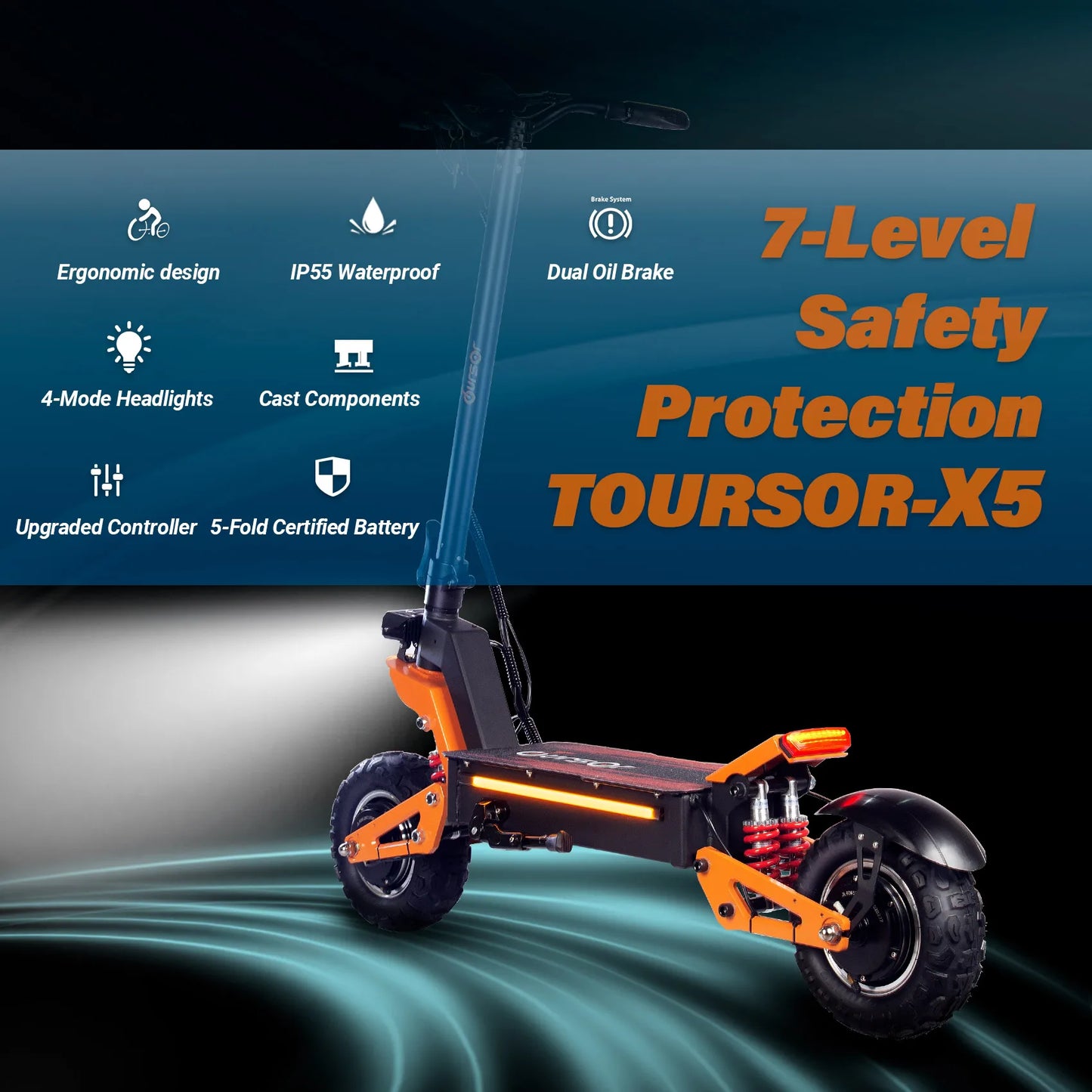 X5 6000W Dual Motor Eelectric Scooter in China Stock 60v 40ah Large Battery Remote Scooter with Seat 11-inch Tires