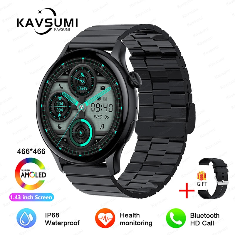 2024 GPS Smart Watch Women 1.43 Inch AMOLED 466*466 HD Screen Sport Heart Rate NFC Custom Dial Bluetooth Call Smartwatch Ladies