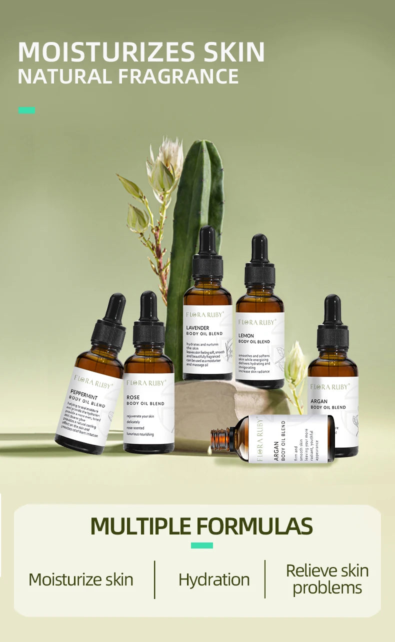 Essential Oils for Body Massage Oil Relax Therapeutic Body Oil Lavender Rosemary Lemon Peppermint Rose Argan Jojoba Massage Oil