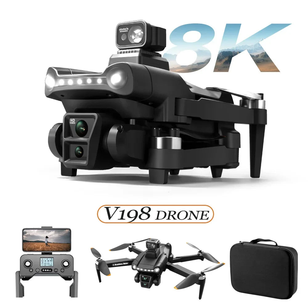 Original V198GPS Drone ESC 8K Profesional  Brushless Laser obstacle avoidance Aerial Optical Foldable Quadcopter Mini Dron New