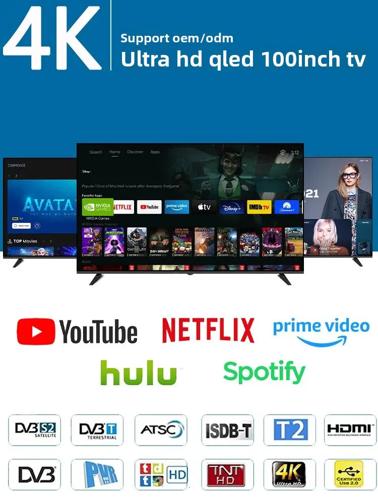 75 inch 4K high definition LCD TV 98 inch QLED Dot TV Smart Network Smart TV