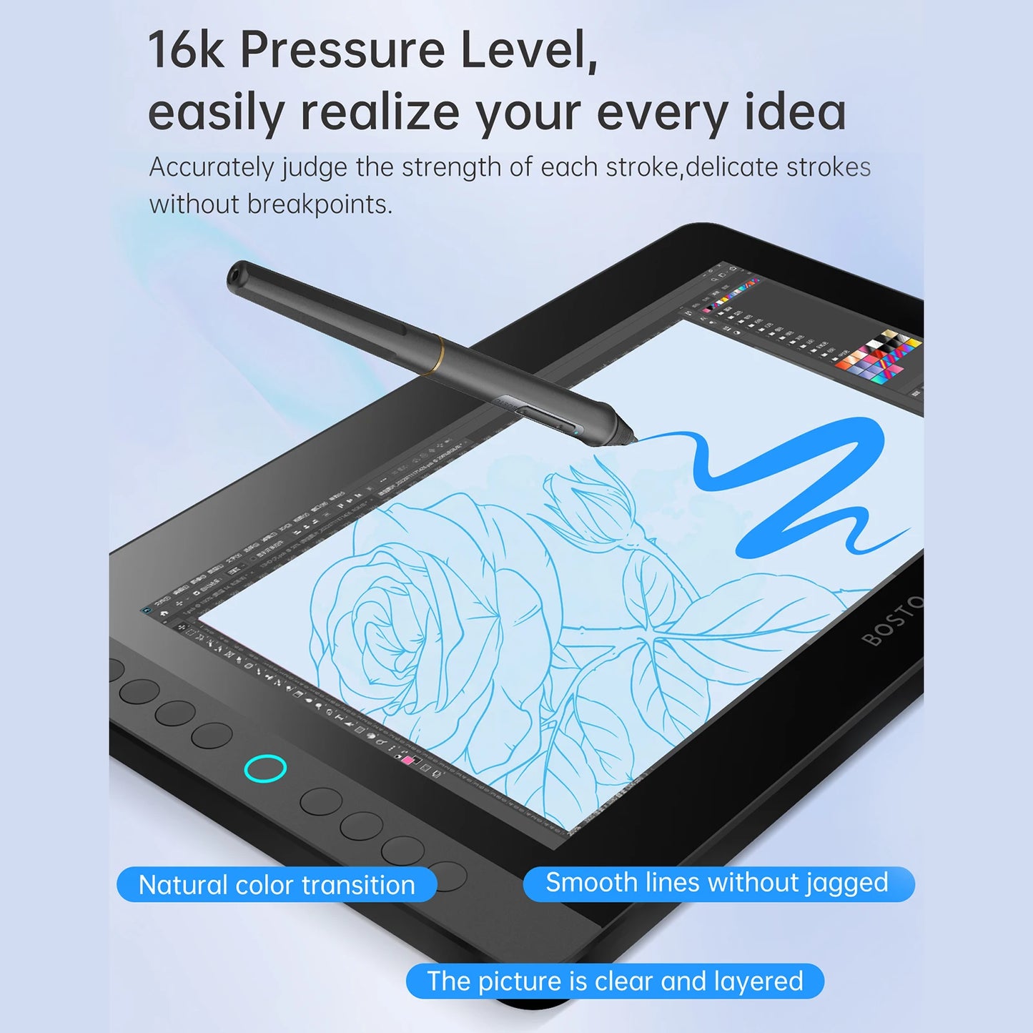 BOSTO BT-13HDK Portable Graphics Drawing Tablet 13.3 Inch H-IPS LED Screen Display Anti-glare Digital Art Drawing Pad