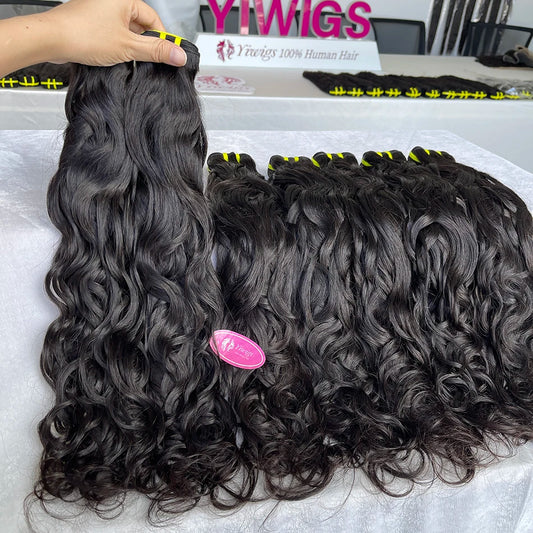 Yiwigs 12A Grade Vietnamese Water Wave 100% Raw Human Hair Bundles Natural Wave Curly Unprocessed Hair Weave Extensions thick