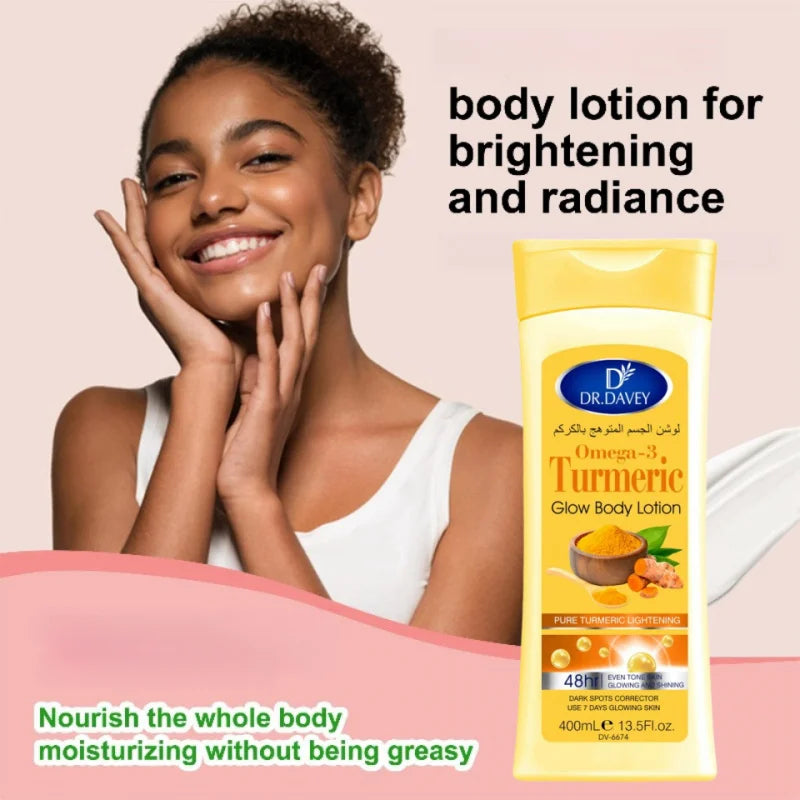 400MLTurmeric Body LotionTurmeric body lotionLarge Capacity Four Seasons Moisturizing Body Lotion Refreshing Non-Greasy Fragranc