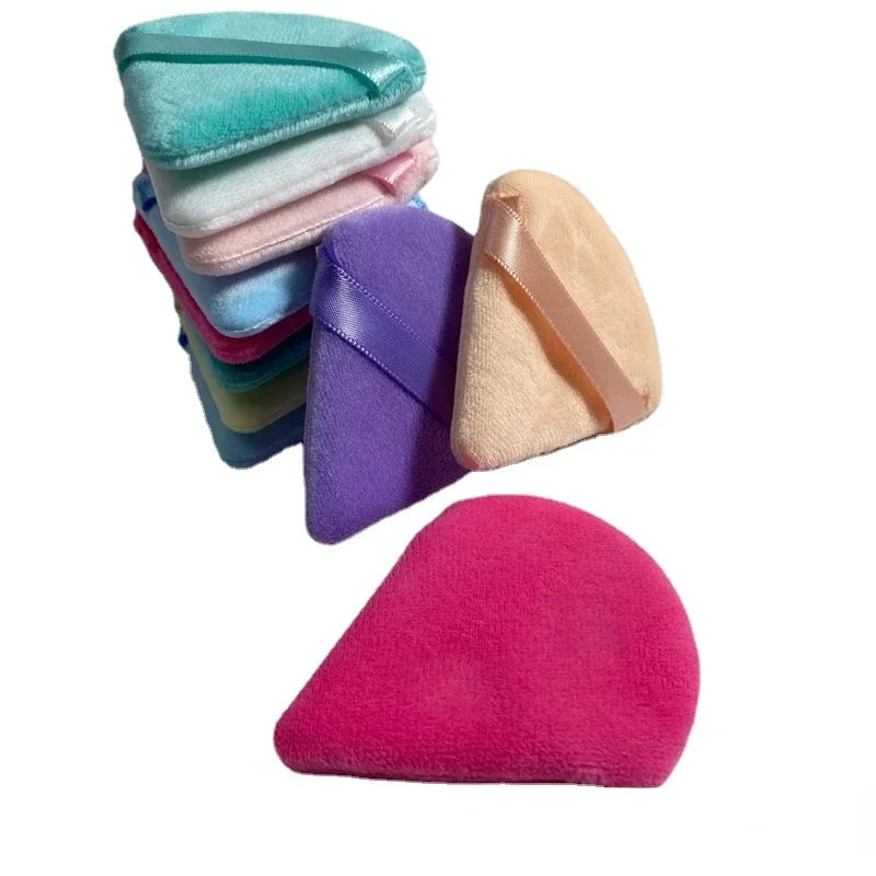 1pc Velvet Triangle Shaped Powder Puff Wet Dry Used Washable Soft Makeup Sponge Tool For Foundation Powder Blusher Wholesale