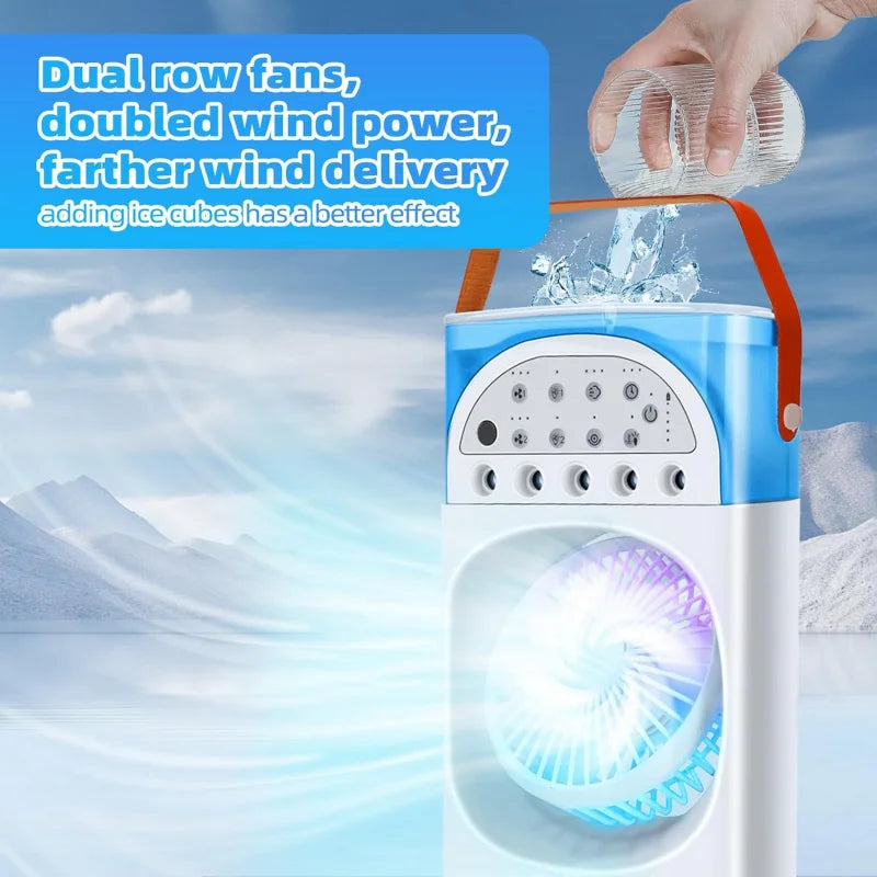 4-IN-1 Portable Air Conditioners,  Evaporative AC Air Cooler Humidifier with 3 Speeds 7 Colors Light，Personal Mini Conditioner