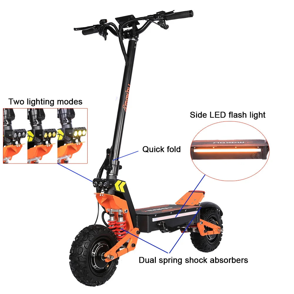 X5 6000W Dual Motor Eelectric Scooter in China Stock 60v 40ah Large Battery Remote Scooter with Seat 11-inch Tires
