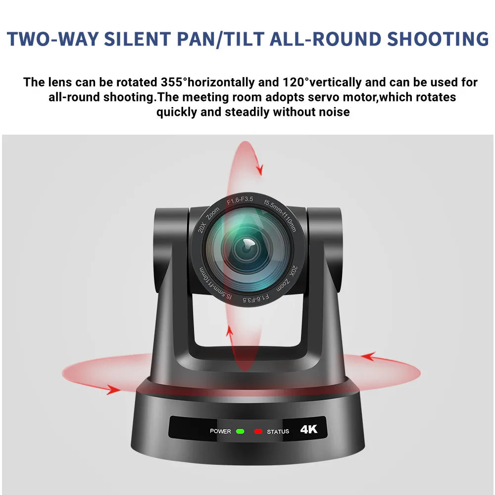 4K/1080P Video Conference Camera HDMI SDI LAN USB 12/20X NDI 60/30FPS AI Tracking for Church Meet Zoom Youtube Skype Live Stream