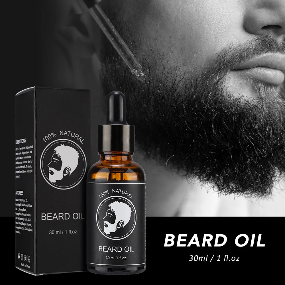 30ml Beard Oil For Men Deep Moisturizing Nourishing Beard Care Essence Oil Smooth Soften Shiny Anti-frizz Plant Beard Serum