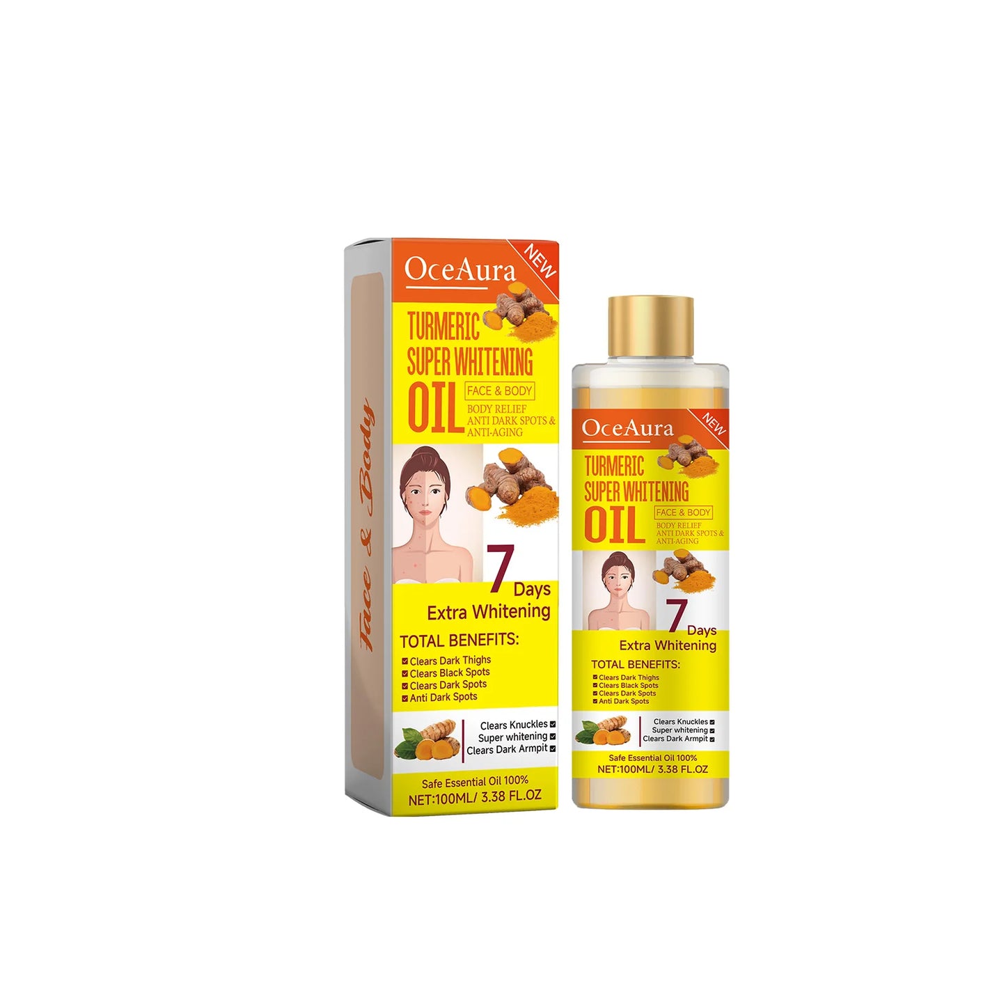 Body Whitening Oil 100ml Natural Organic Relaxing Muscle Hydrating SPA Aromatherapy Skin Brightening Smoothing Body Massage Oil