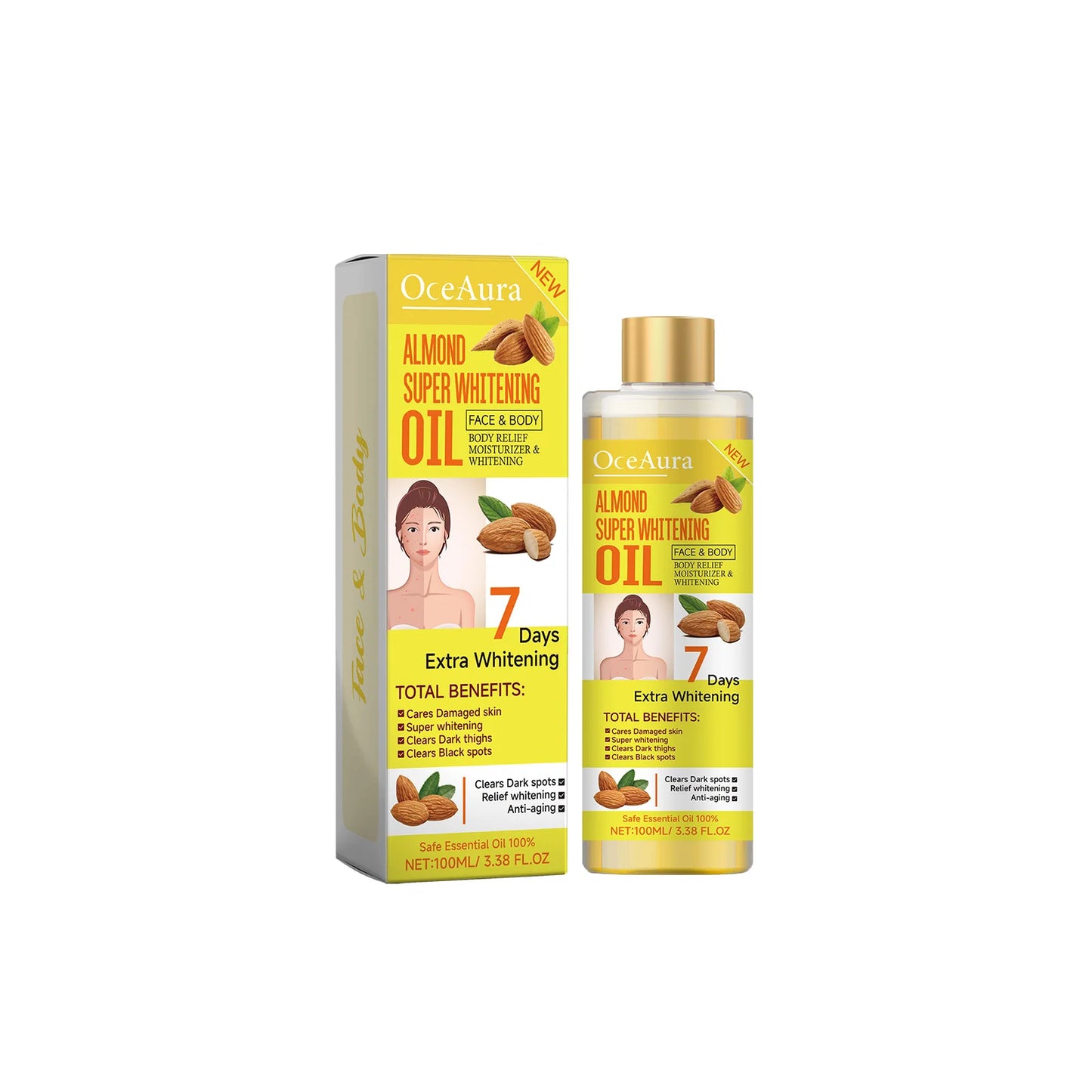 Body Whitening Oil 100ml Natural Organic Relaxing Muscle Hydrating SPA Aromatherapy Skin Brightening Smoothing Body Massage Oil
