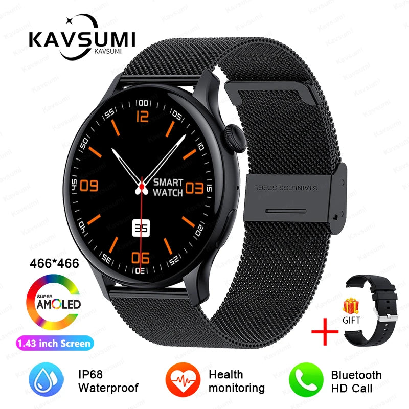 2024 GPS Smart Watch Women 1.43 Inch AMOLED 466*466 HD Screen Sport Heart Rate NFC Custom Dial Bluetooth Call Smartwatch Ladies