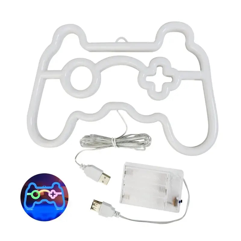 Gamer Neon Sign Lights, LED Game Controller Neon Sign for Gamer Room Decor, USB Or Battery Powered Gaming Neon Sign Table Lamp