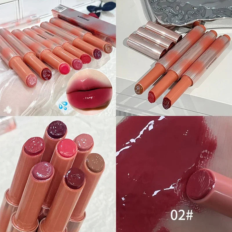 Strawberry Jelly Lipsticks Moisturizing Water Gloss Lip Stick Tint Mirror Clear Lip Gloss Non-Sticky Lips Makeup Korean Cosmetic