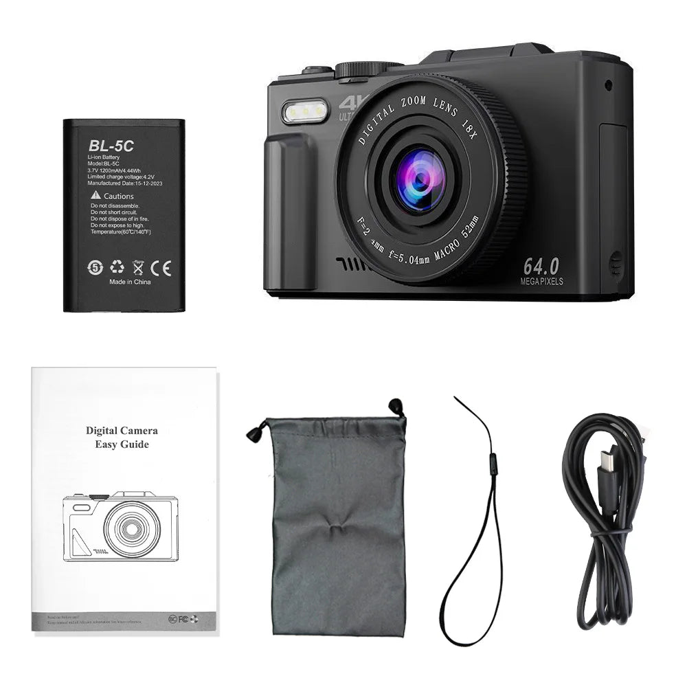 Digital Camera 4K 48MP 3.0 Inch Rotatable Screen 18X Digital Zoom WiFi Video Camcorder Vlog Recorder YouTub Webcam Cameras