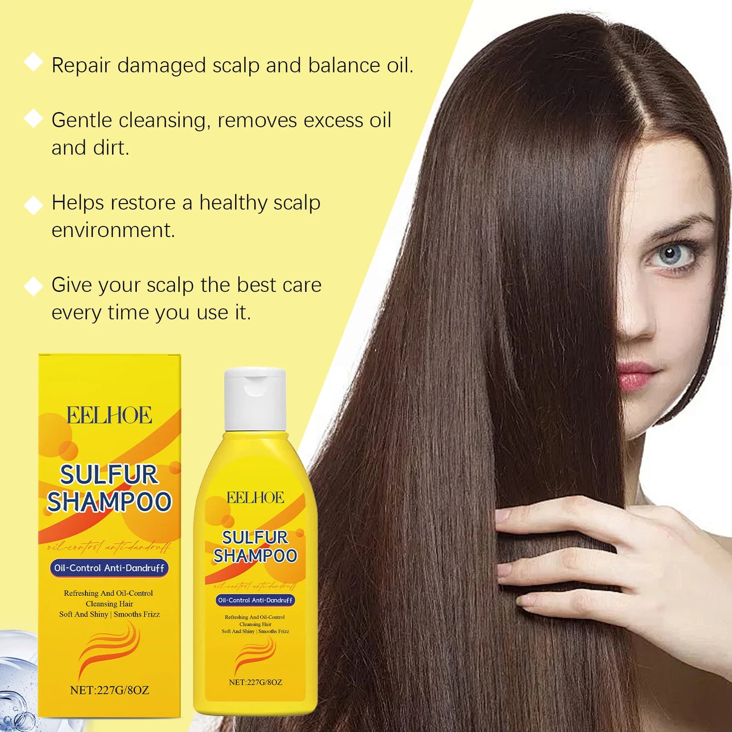 Sulfur Shampoo Shower Gel Set Deep Cleaning Scalp Remove Dandruff Nourishing Oil Control Moisturizing Dry Skin Smooth Body Wash